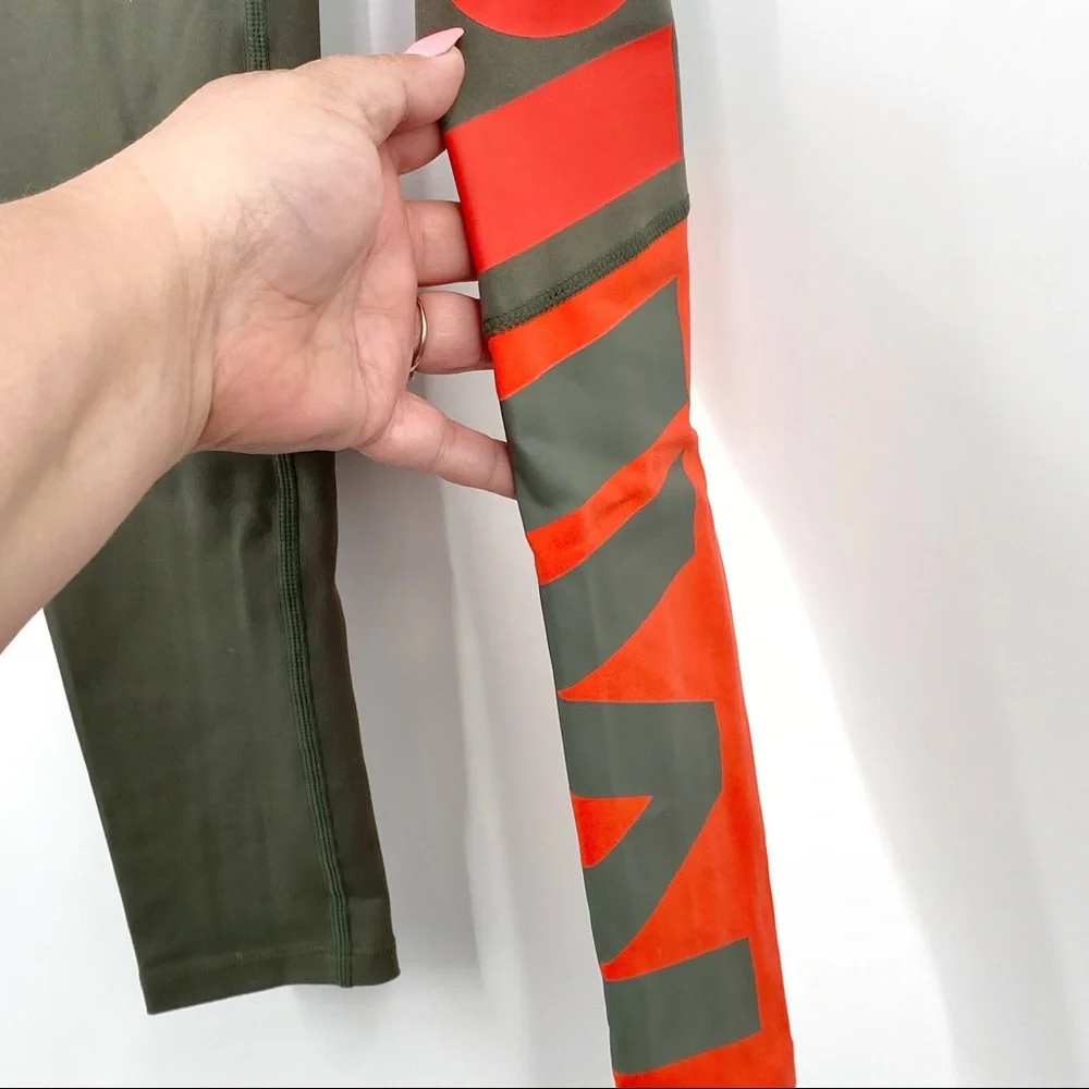 Ryderwear NEONUDE Scrunch Bum Leggings in Khaki Green/Orange Sz XS - Picture 4 of 10